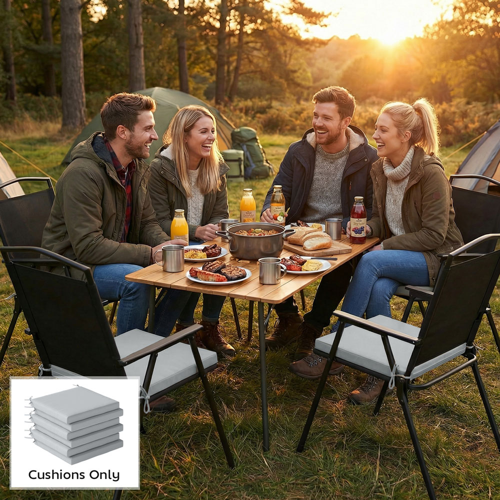Outsunny Light Grey Seat Cushion with Machine Washable Cover 6 Pack Image 8