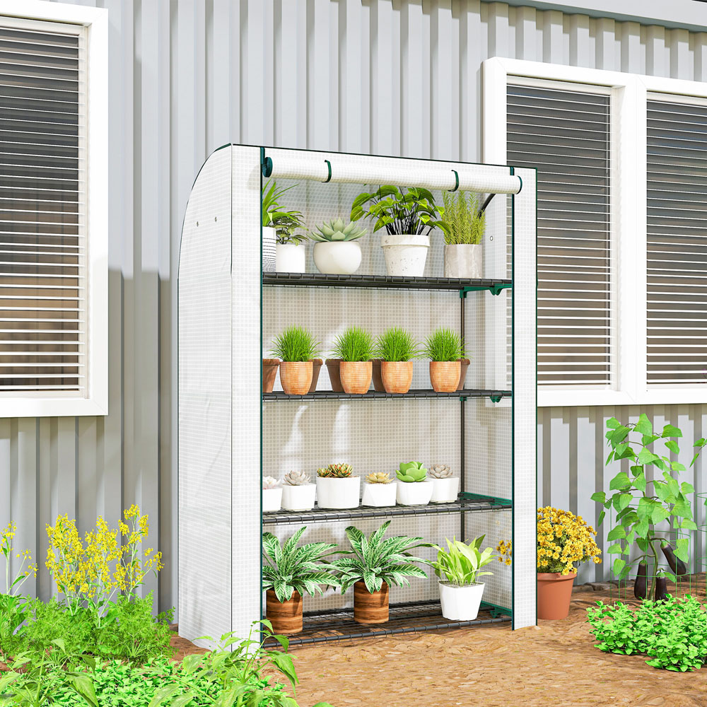 Outsunny White PE Cover 3.9 x 1.6ft Mini Greenhouse Image 2