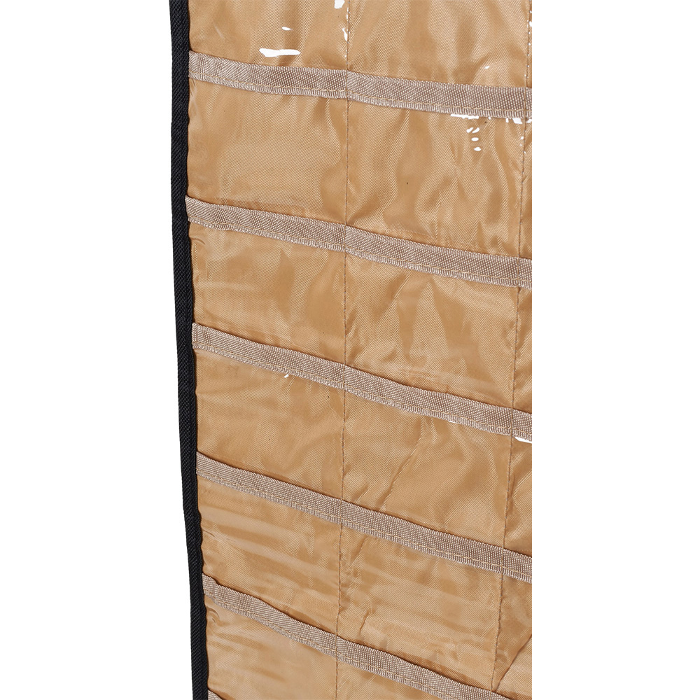 Living and Home Black and Light Brown Double Sided Hanging Jewellery Organiser with 48 Pockets Image 4