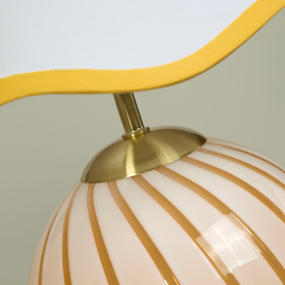 Lighting Collection Sweetie Yellow Two Tone Stripe Glass Table Lamp Image 4