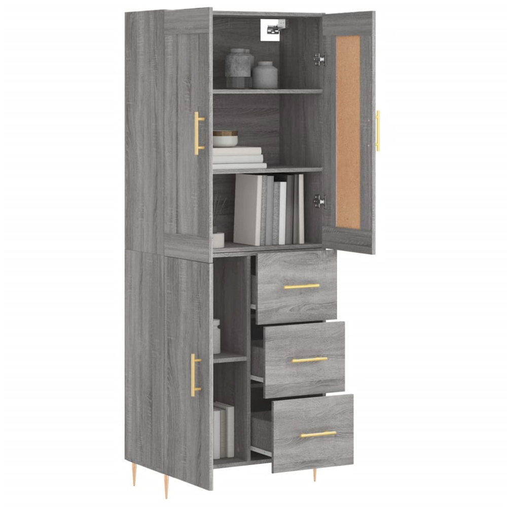 vidaXL 3 Door 3 Drawer Grey Sonoma Highboard Image 3