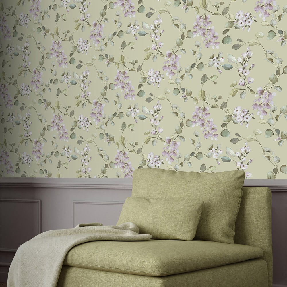 Rasch Rosalie Floral Sage Wallpaper Image 3