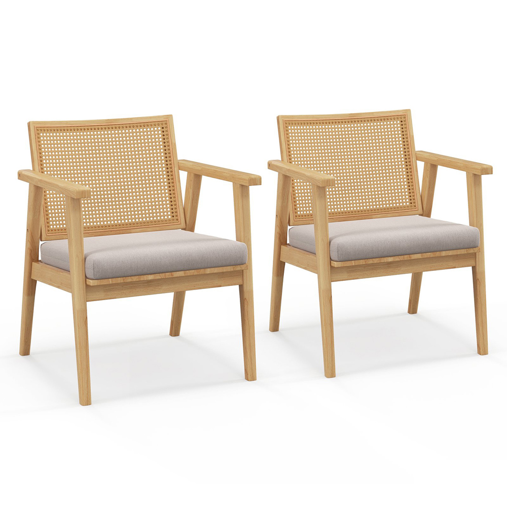 Costway Natural Rattan Modern Accent Chair Image 3