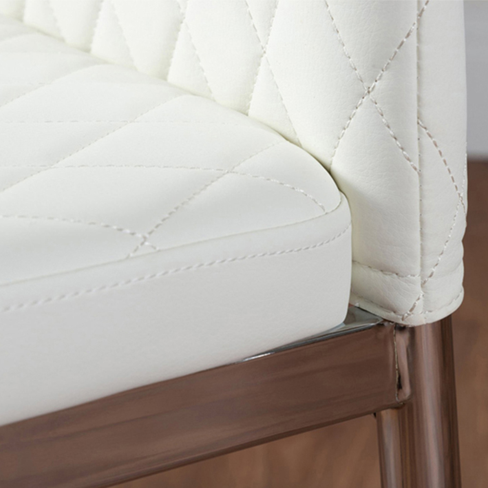 Furniturebox Arona Valera Glass 4 Seater Round Dining Set Chrome and White Image 8