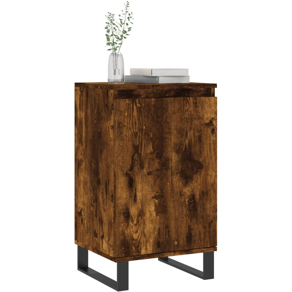 vidaXL Single Door Smoked Oak Sideboard Set of 2 Image 3