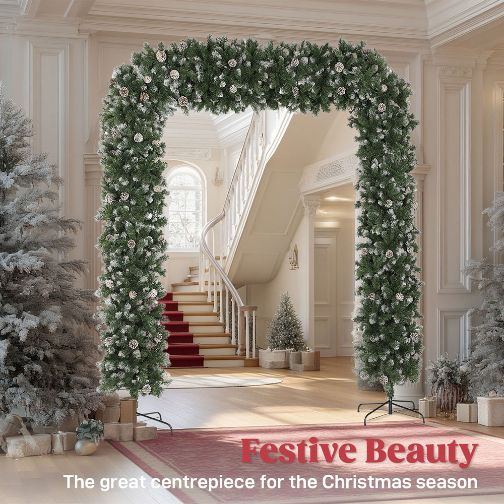 HOMCOM Single Door Frosted Snow Green Christmas Tree Arch 8.2ft Image 4