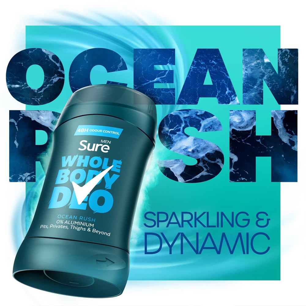 Sure Men 48H Odour Control Ocean Rush Deodorant Stick 50ml 12 Pack Image 6