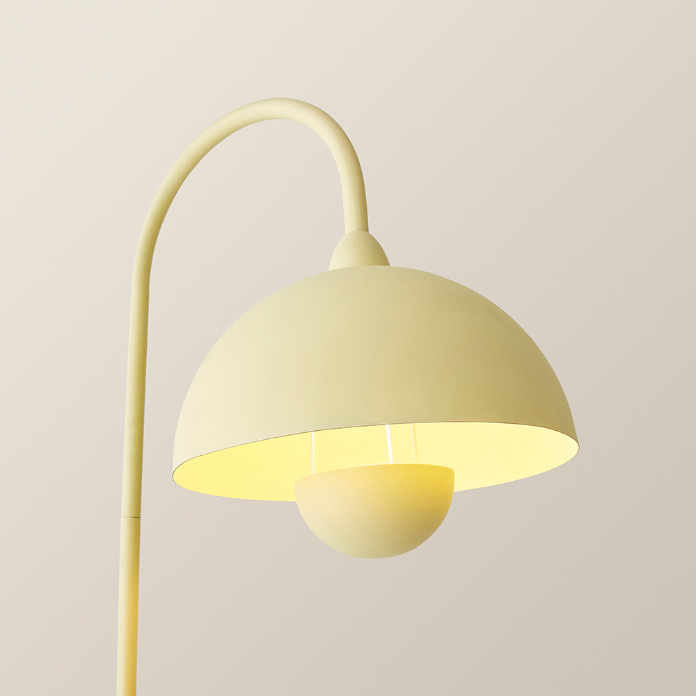 ValueLights Tilly Pastel Lemon Arched Dome Shade Metal LED Floor Lamp Image 3