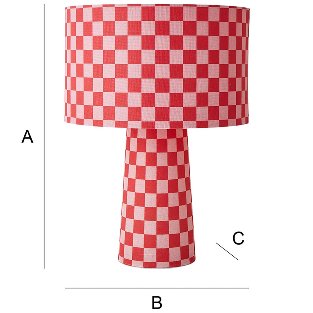 ValueLights Pritchard Pink Checkerboard Drum Shade Full Fabric LED Table Lamp Image 7