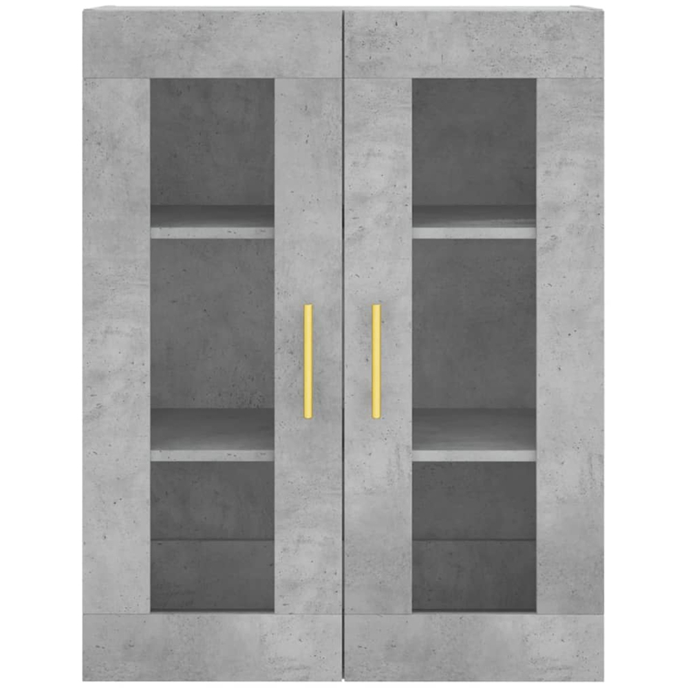 vidaXL 3 Glass Door 3 Drawer Concrete Grey Highboard with Gold Handle Image 6