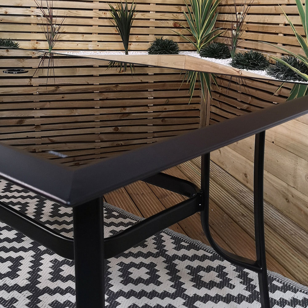 Samuel Alexander 4 Seater Glass Top Garden Dining Table with Bench Image 5