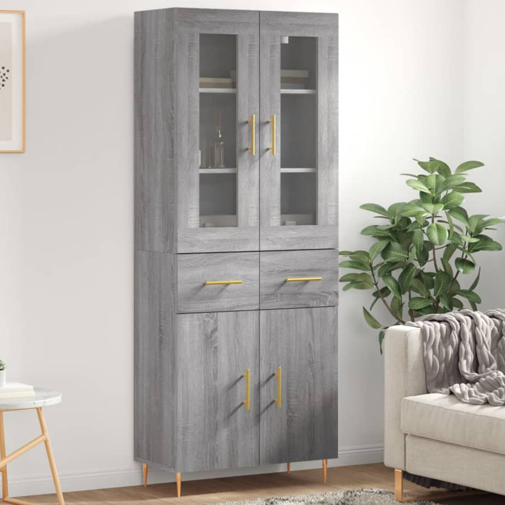 vidaXL 4 Door 2 Drawer Grey Sonoma Highboard Image 1