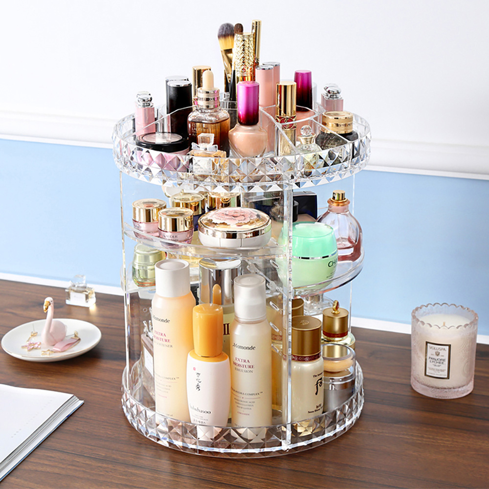 Living and Home Transparent Acrylic Rotating Cosmetic Organizer Image 7