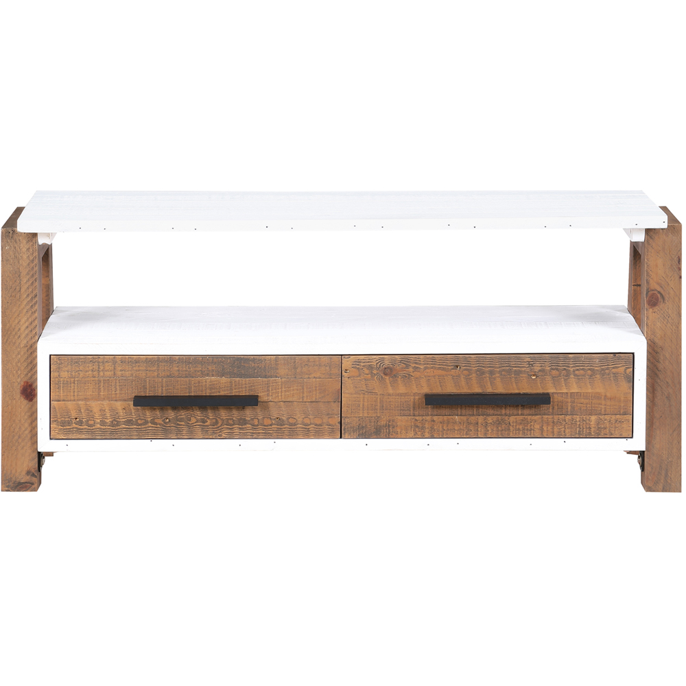 Baumhaus Trinity 2 Drawer White and Brown TV Cabinet Image 2
