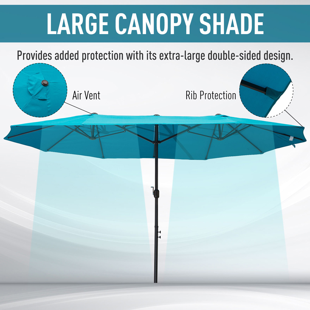 Outsunny Blue Double Sided Patio Parasol 4.6m Image 4