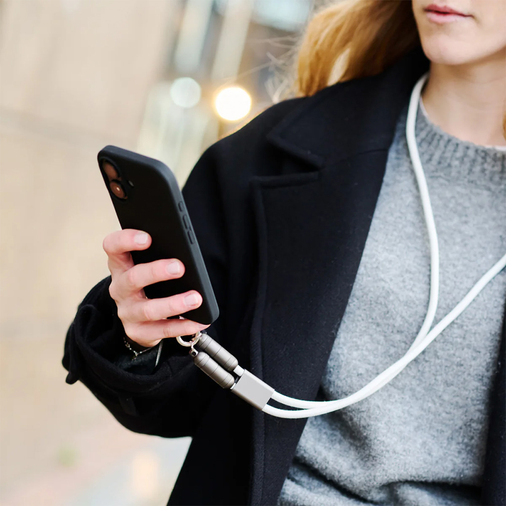 QDOS PowerLoop White USB-C to USB-C Lanyard Cable 1.2m Image 6