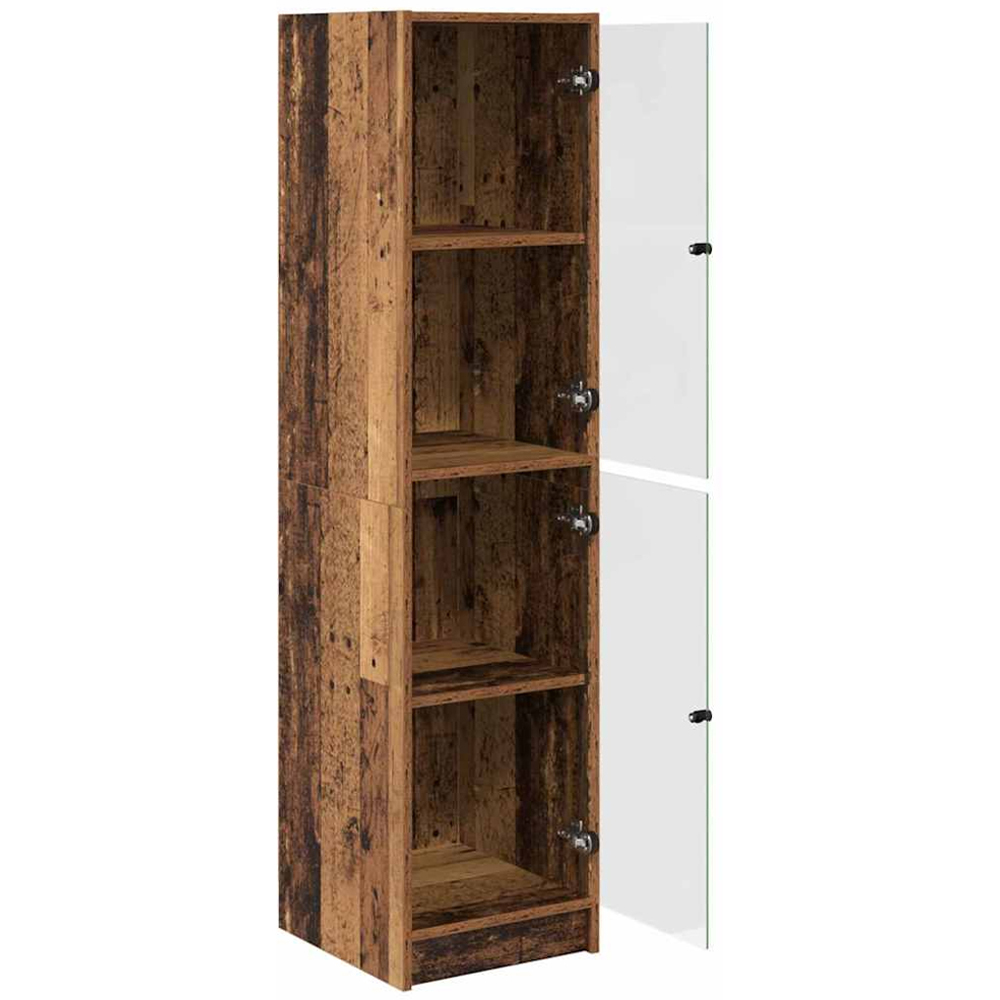 vidaXL 2 Glass Door 4 Shelf Old Wood Slim Highboard Image 5