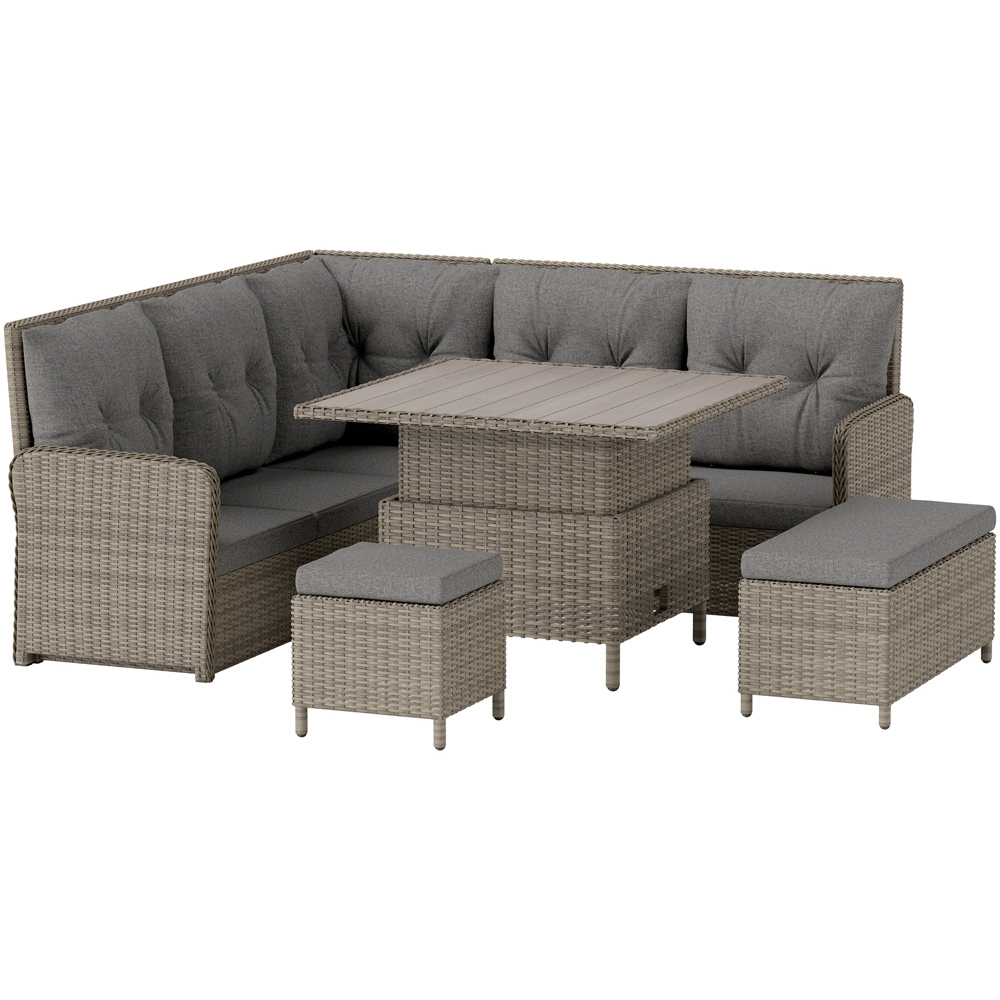 Outsunny 9 Seater Rattan Corner Sofa Set Light Grey Image 2