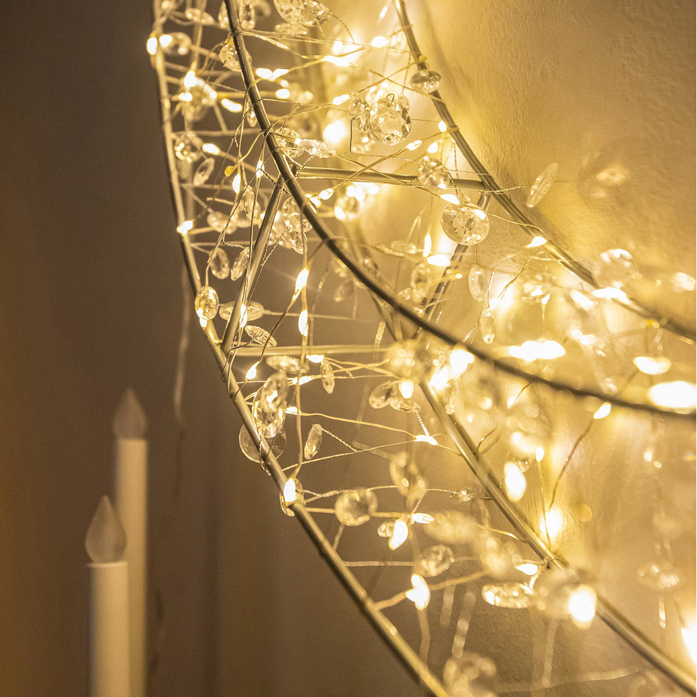 The Christmas Centre 500 Warm White LED Pre-Lit Silver Light-Up Bauble 70cm Image 2