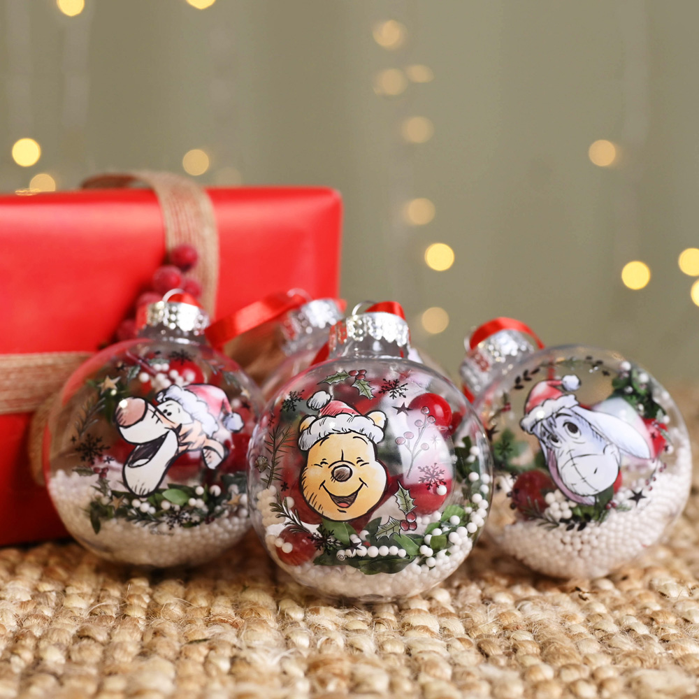 Disney Winnie the Pooh Clear Baubles 4 Pack Image 2