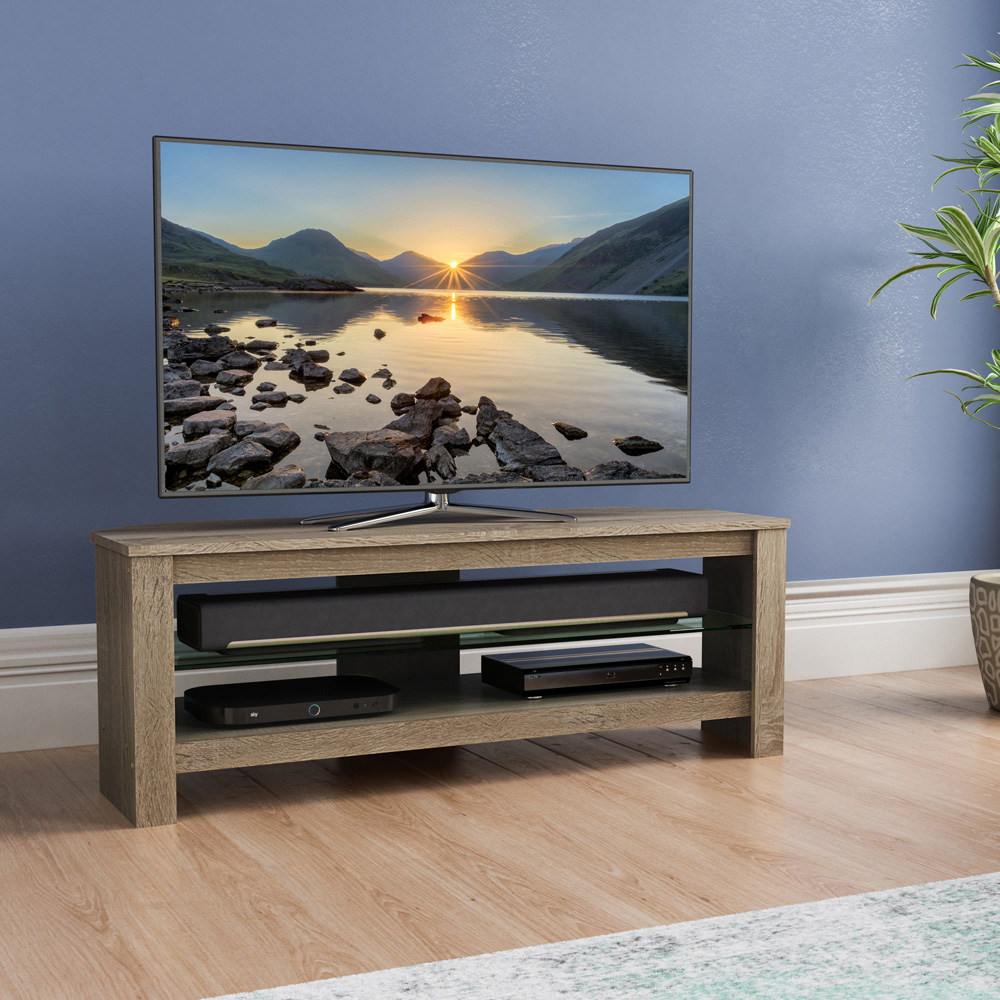 AVF Calibre Plus 2 Shelf Rustic Sawn Oak TV Unit Image 6