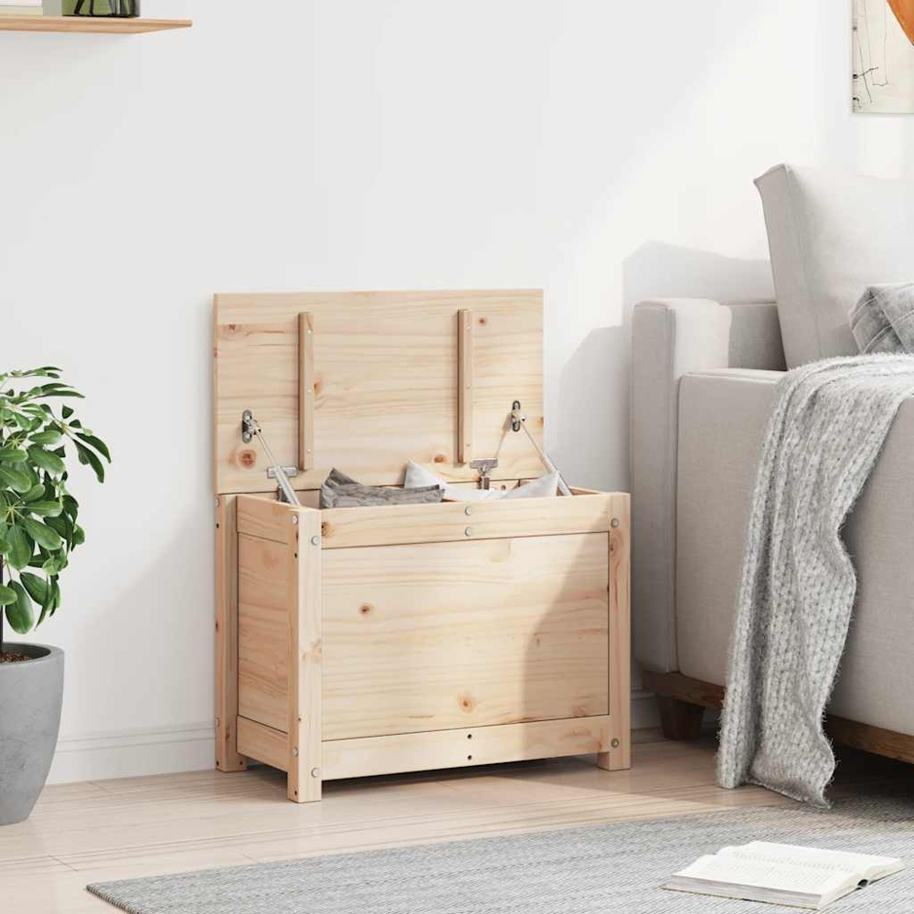 vidaXL Brown Solid Pinewood Storage Box Image 9