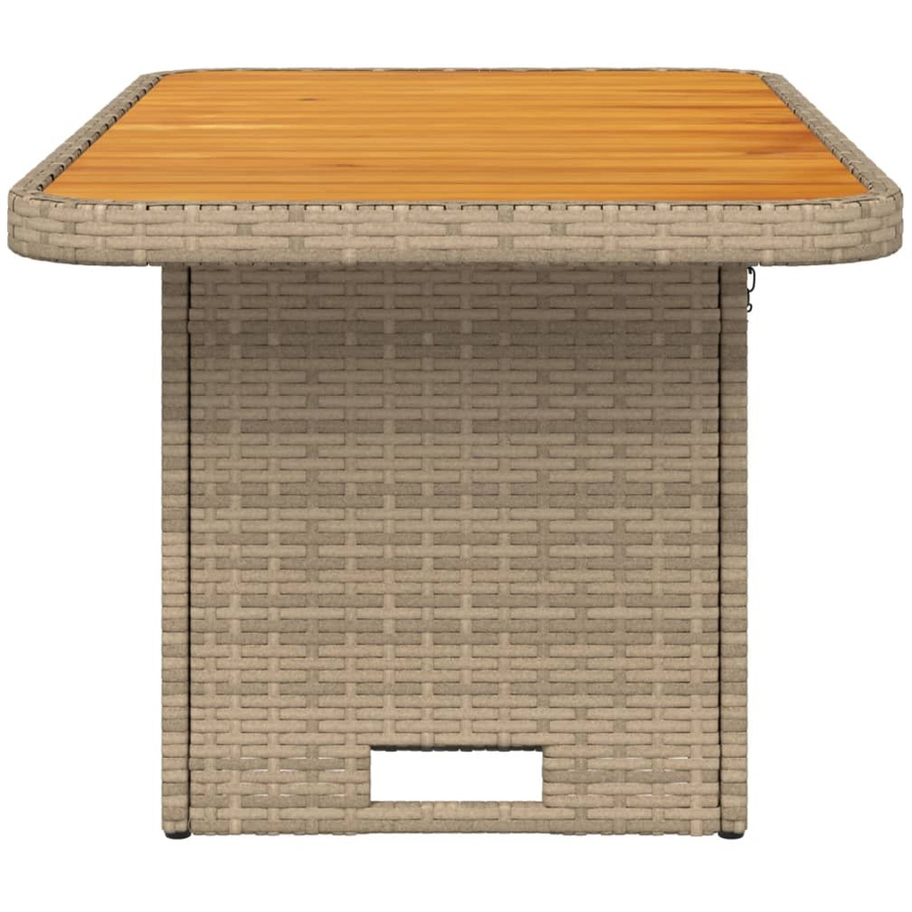 Walplus 2 Seater Beige Brown Poly Rattan Liftable Acacia Wood Top Convertible Garden Dining Table Image 4