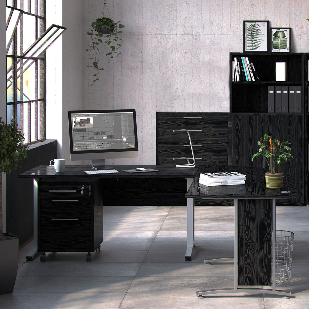 Florence 4 Drawer Black Woodgrain Office Storage Image 5