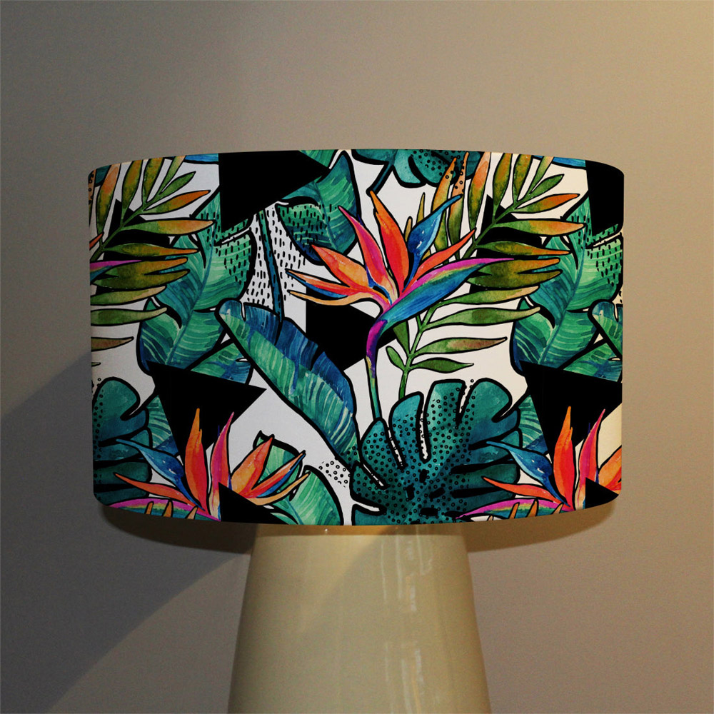 Benjamin Tate Design Small Contoured Tropical Leaves and Flowers Lamp Shade Image 3