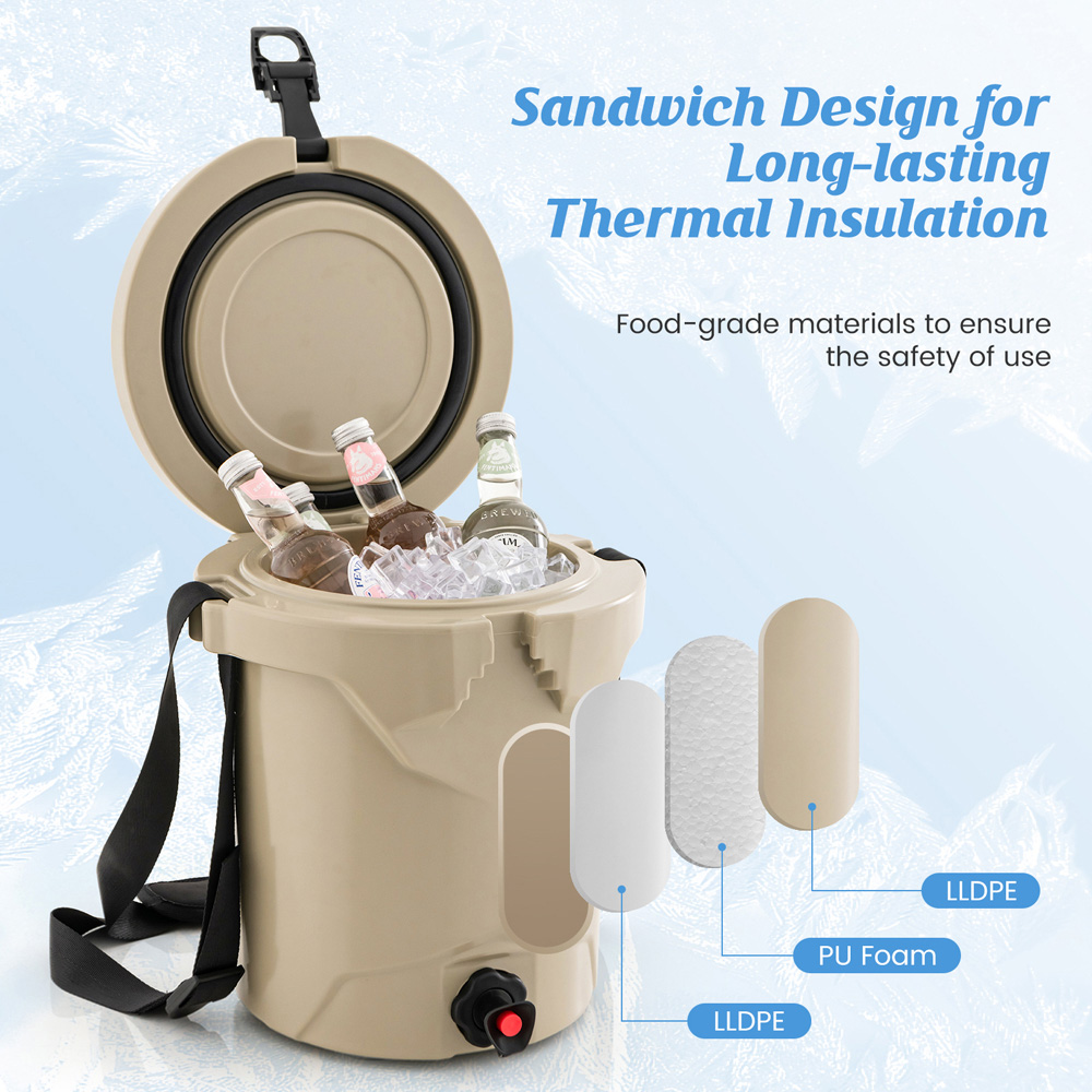 Costway Beige Rotomolded Portable Water Cooler 9.5L Image 6