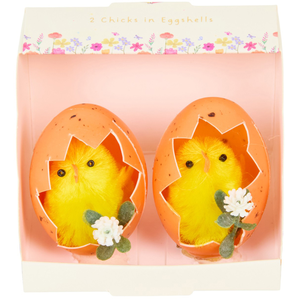 Easter 2 Chicks in Eggshells Decoration Image 1