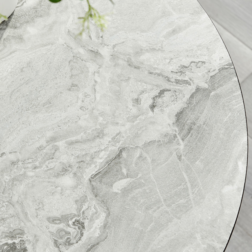 Furniturebox Elissa 2 Seater Round Dining Table White Marble Effect Image 2