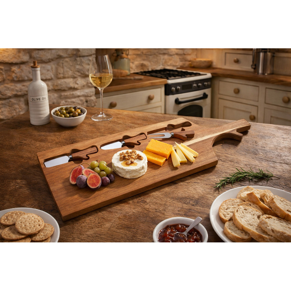 Avilo Wooden Cheese Board with 3 Cutters Image 3