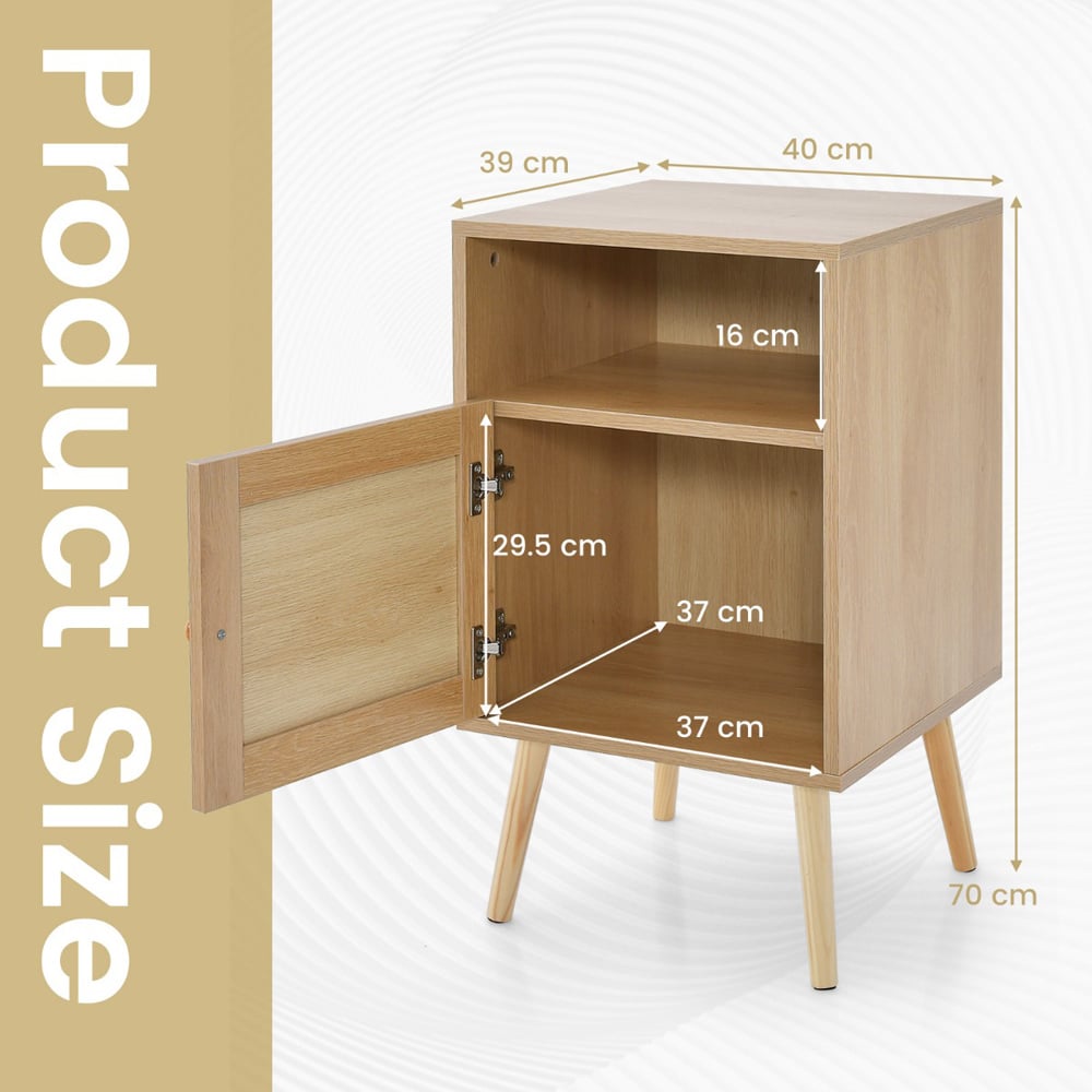 Costway Single Door Single Shelf Natural Rattan Nightstand Image 9