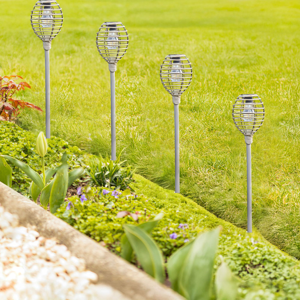 Garden Mile 4 Pack Rattan Effect Solar LED Stake Light Image 3