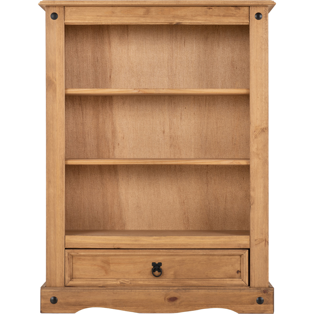 Seconique Corona Single Drawer 3 Shelf Distressed Waxed Pine Bookcase Image 4