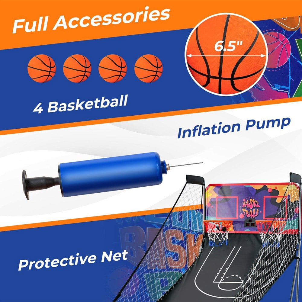 Costway Purple Foldable Basketball Arcade Game Image 8