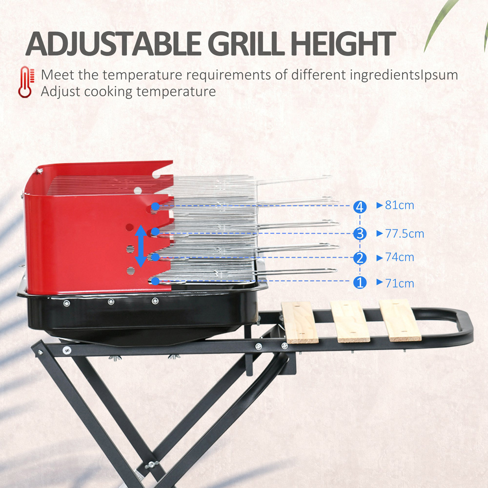 Outsunny Foldable Charcoal Trolley BBQ Grill Image 7