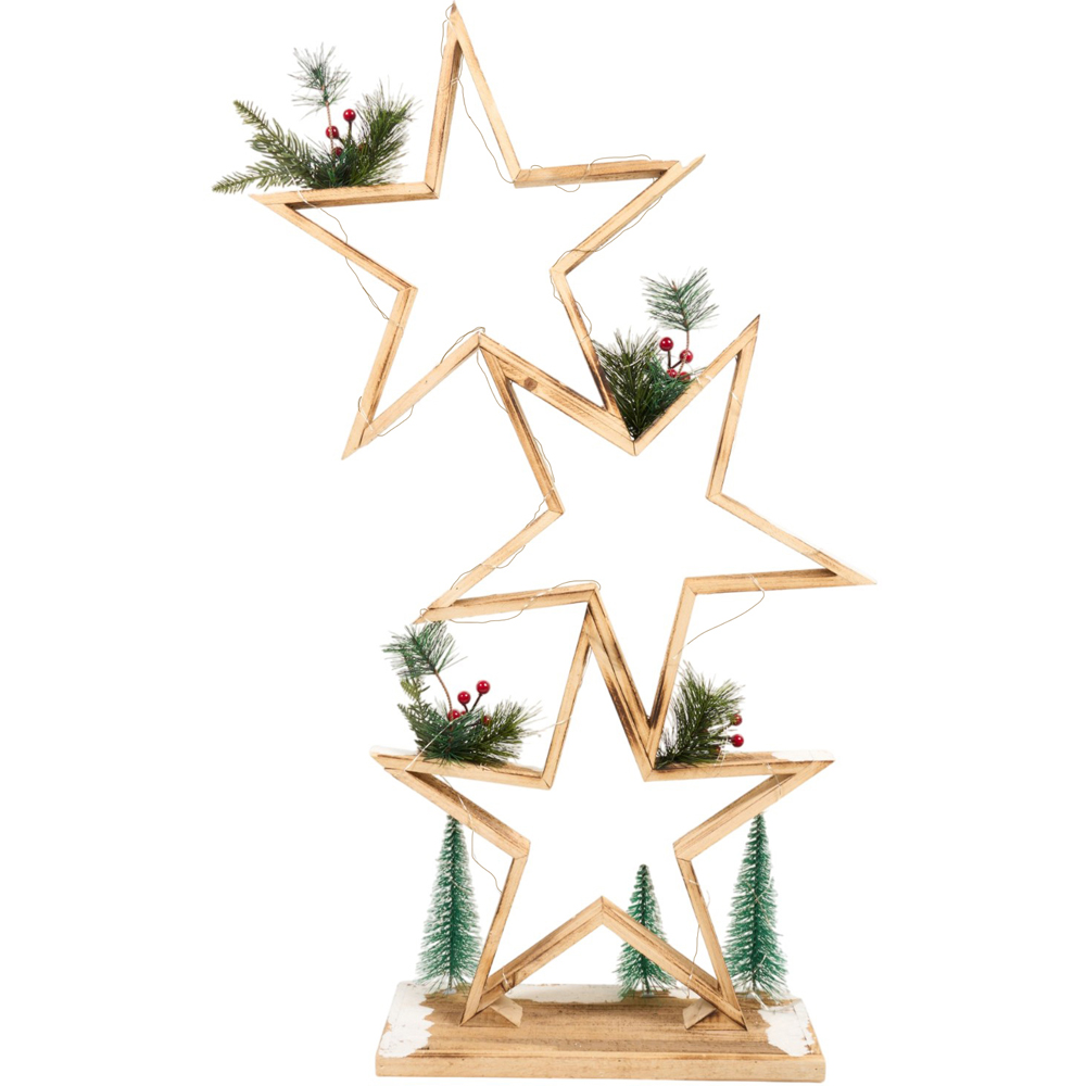 LED Stacking Wooden Star Decoration Image 3