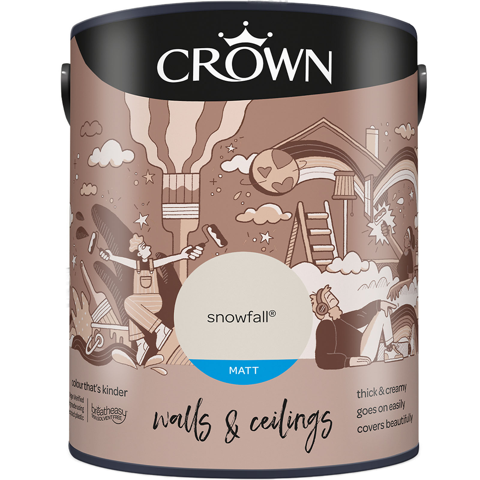 Crown Breatheasy Walls & Ceilings Snowfall Emulsion Paint 5L Image 2