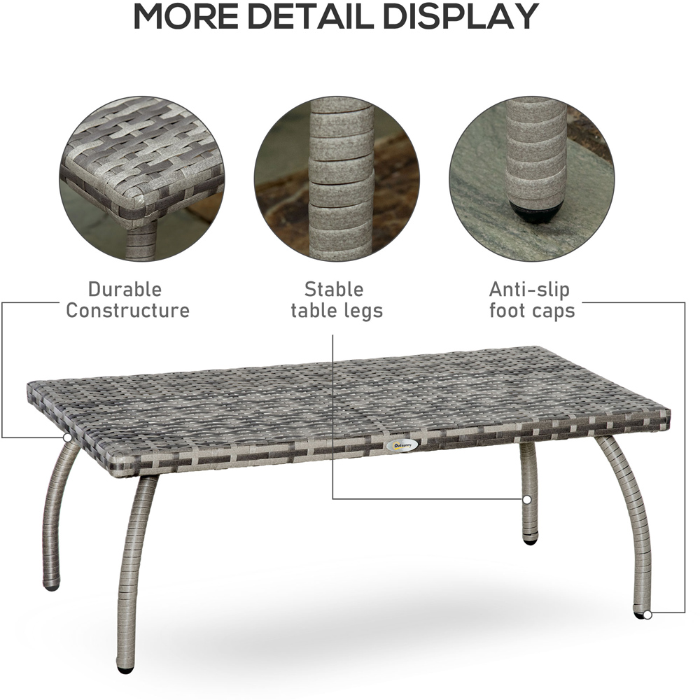 Outsunny Grey Rattan Coffee Table Image 6