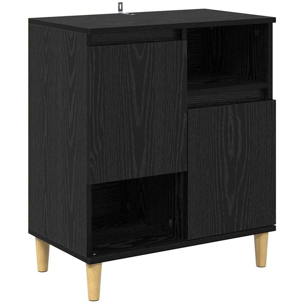 vidaXL 2 Door 2 Shelf Black Oak Compact Sideboard Set of 3 Image 4