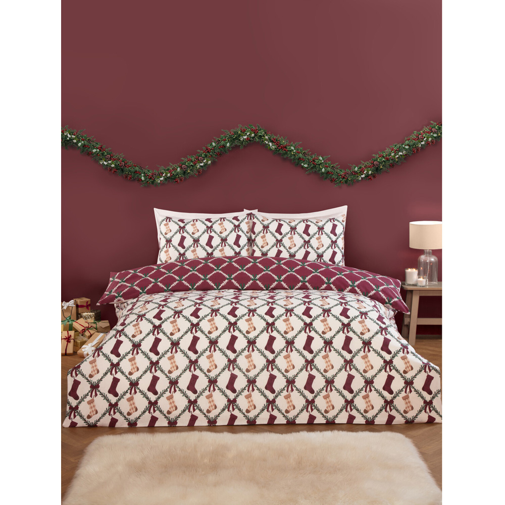 Christmas Stockings and Bows Duvet Set Double Image 1