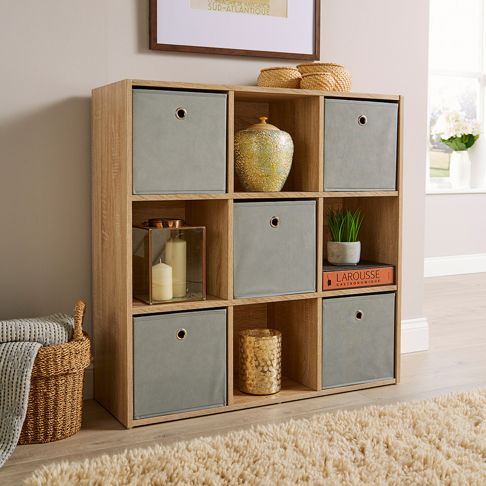 Home Source Cube Plus 9 Cube Oak Storage Unit Image 3