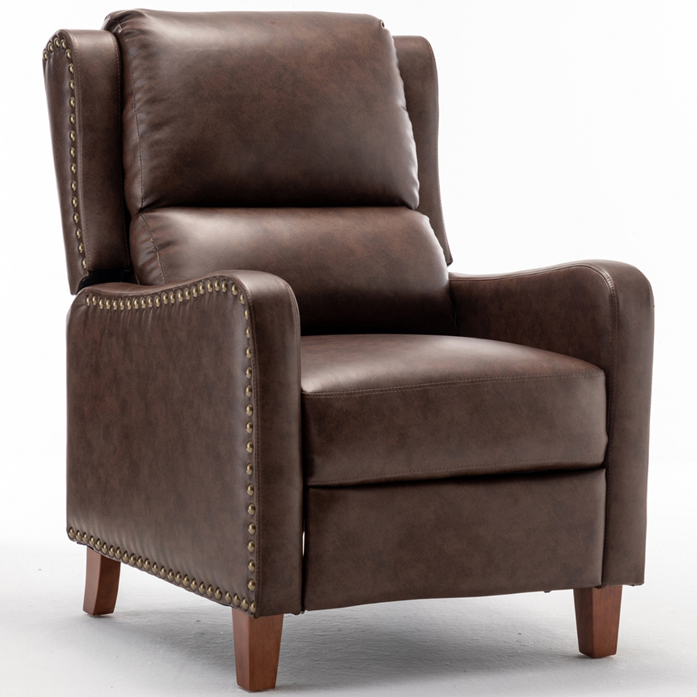 Florence Brown Leather Effect Pushback Recliner Chair Image 2