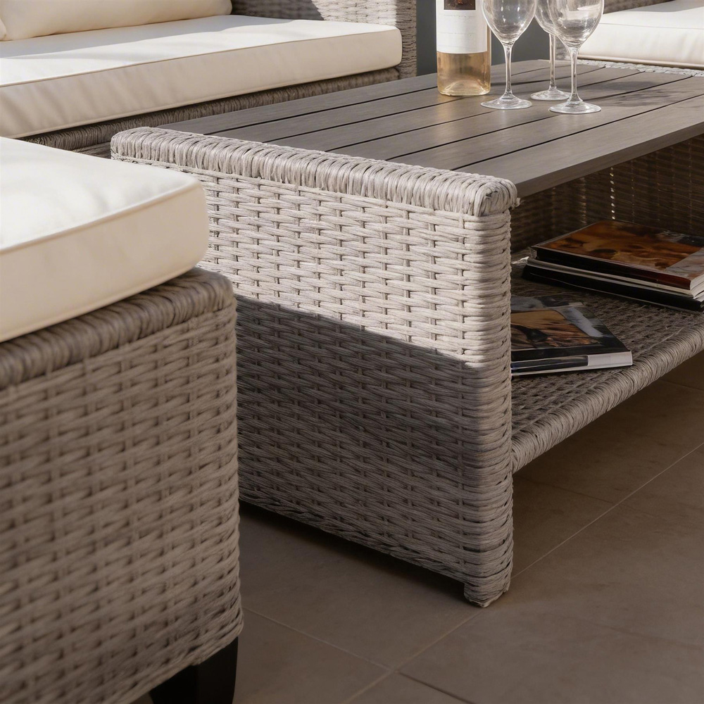 Home Source Trapani 5 Seater Taupe Rattan Garden Lounge Set Image 3