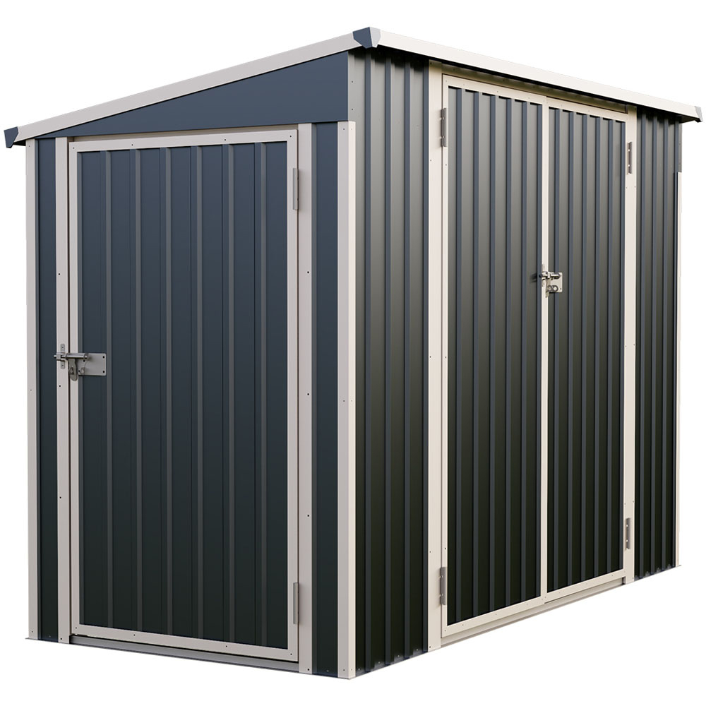 Living and Home 8 x 4ft Black Metal Pent Roof Garden Storage Shed Image 1