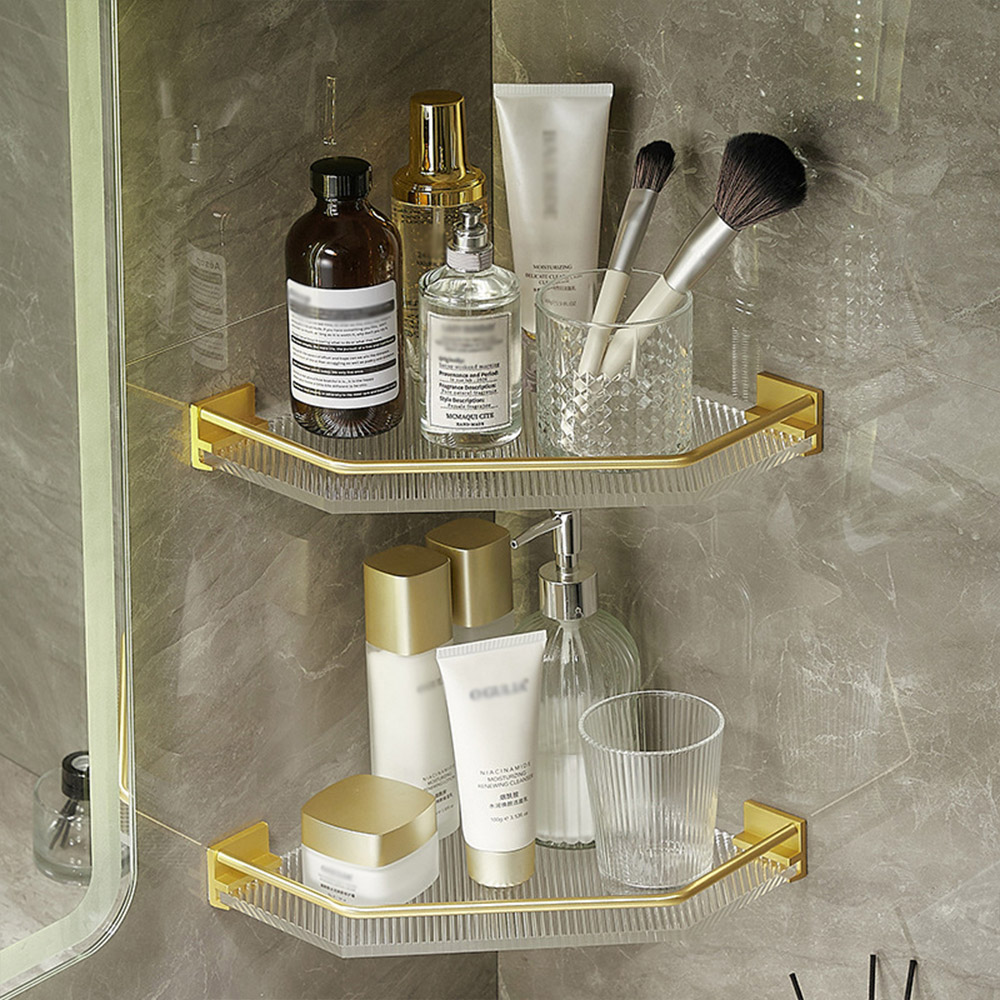 Living and Home Acrylic Adhesive Bathroom Corner Shelf Image 7