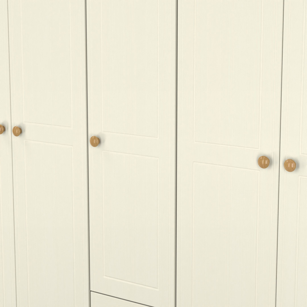 Crowndale Warwick 5 Door 2 Drawer Cream Ash and Modern Oak Wardrobe Ready Assembled Image 7