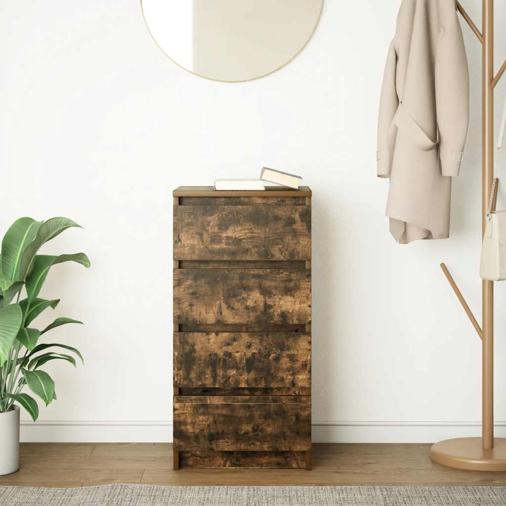 vidaXL 4 Drawer Smoked Oak Sideboard Image 9